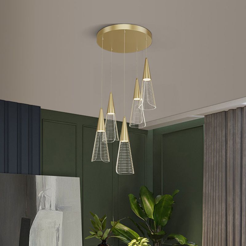 Cone Hanging Light Fixtures Modern Simple Acrylic Ceiling Pendant for Stairwell