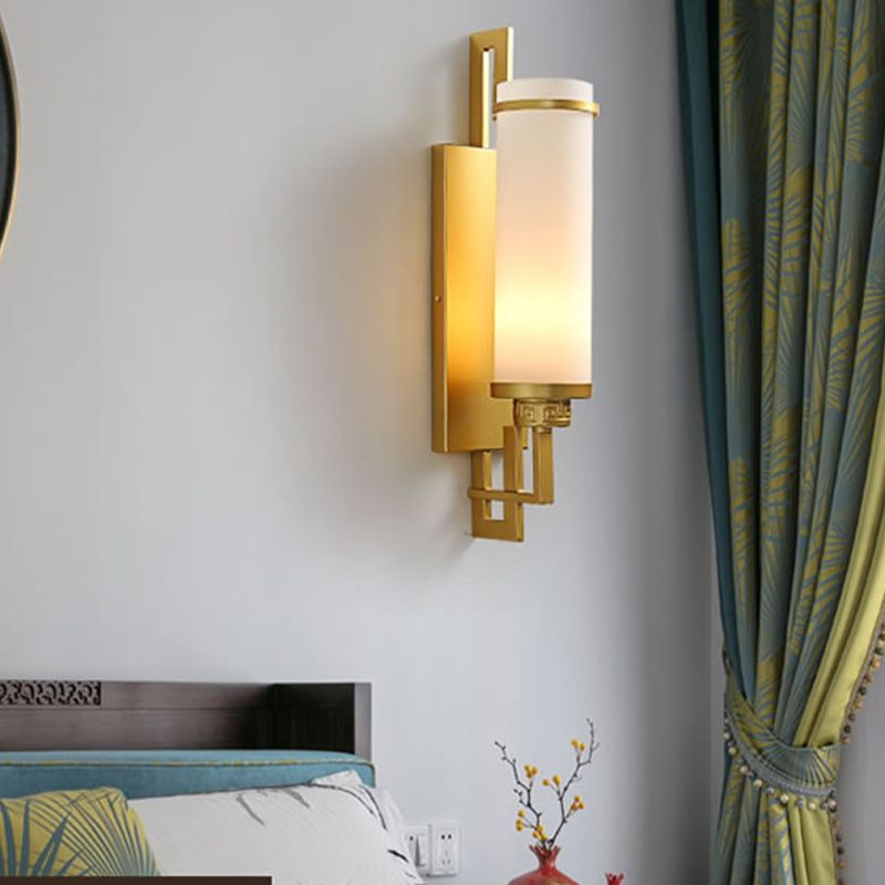 Modern Style Glass Wall Light Cylinder 21.5" High Wall Sconce for Living Room