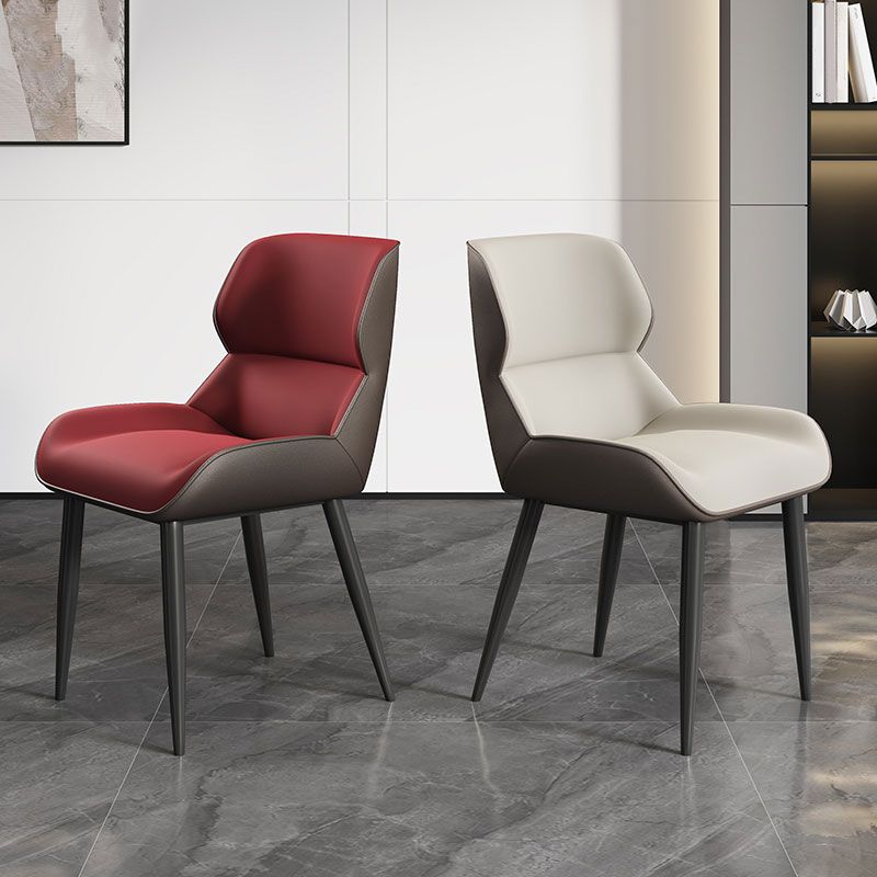 Modern Style Parsons Dining Chair Faux Leather Armless Dining Chair