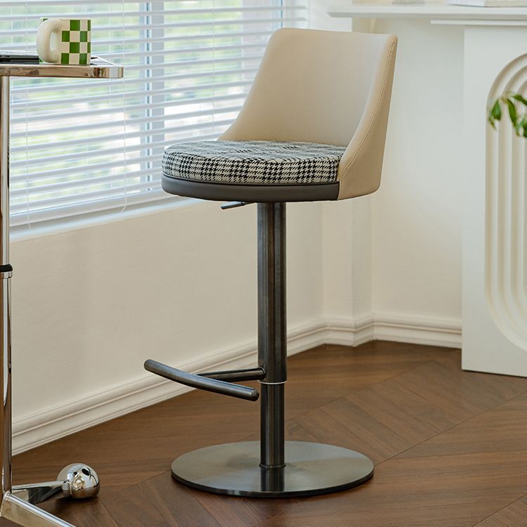 Glam Style Adjustable Swivel Upholstered Bar Stool with Metal Leg