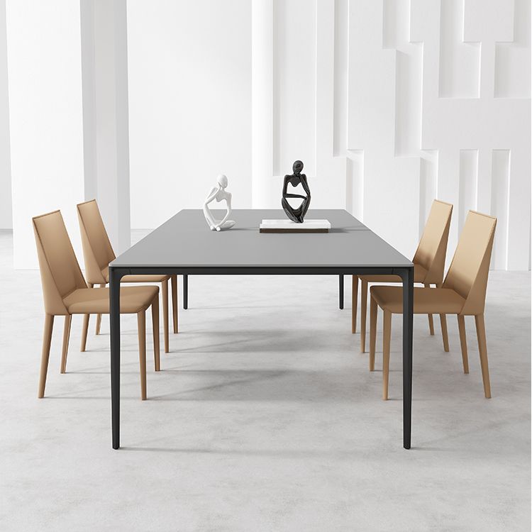 Medieval Modern Sintered Stone Table Rectangle Table with Metal 4 Legs
