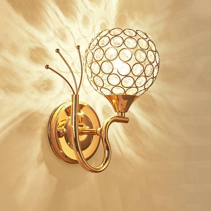 Stile moderno in stile oro sconce in stile nordico cristallo metallo globo luci per letto