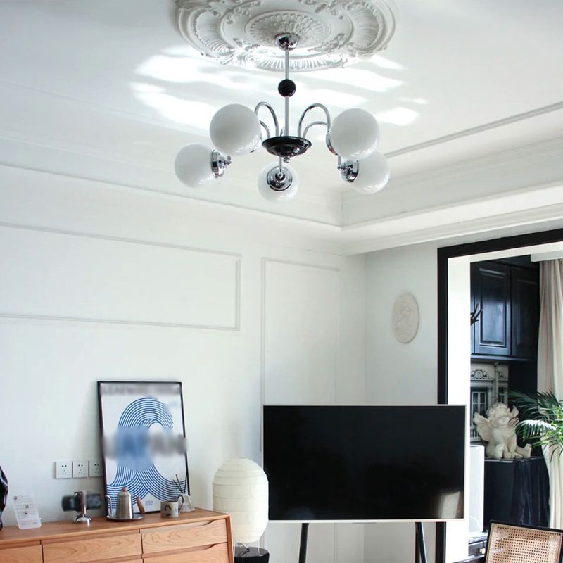 Contemporary Minimalism Hanging Pendant Light Glass Globe Chandelier for Living Room