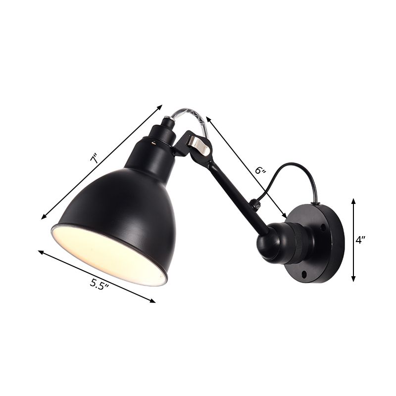 Modern Style 1 Head Wall Mounted Lamp with Metal Shade Black/White Domed Sconce Lighting for Living Room