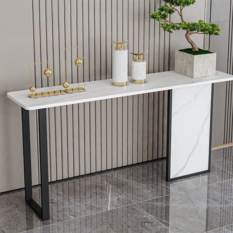 Iron Base Accent Table with Rectangle Stone Top for Hall Console Table
