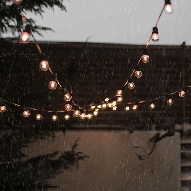 G40 Glass Bulb Festive Light String Industrial Black LED Solar Outdoor Light with USB Charging Port