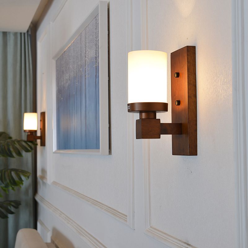 Aplique de pared americano vintage para sala de estar, 1 luz, aplique de pared de madera para pasillo