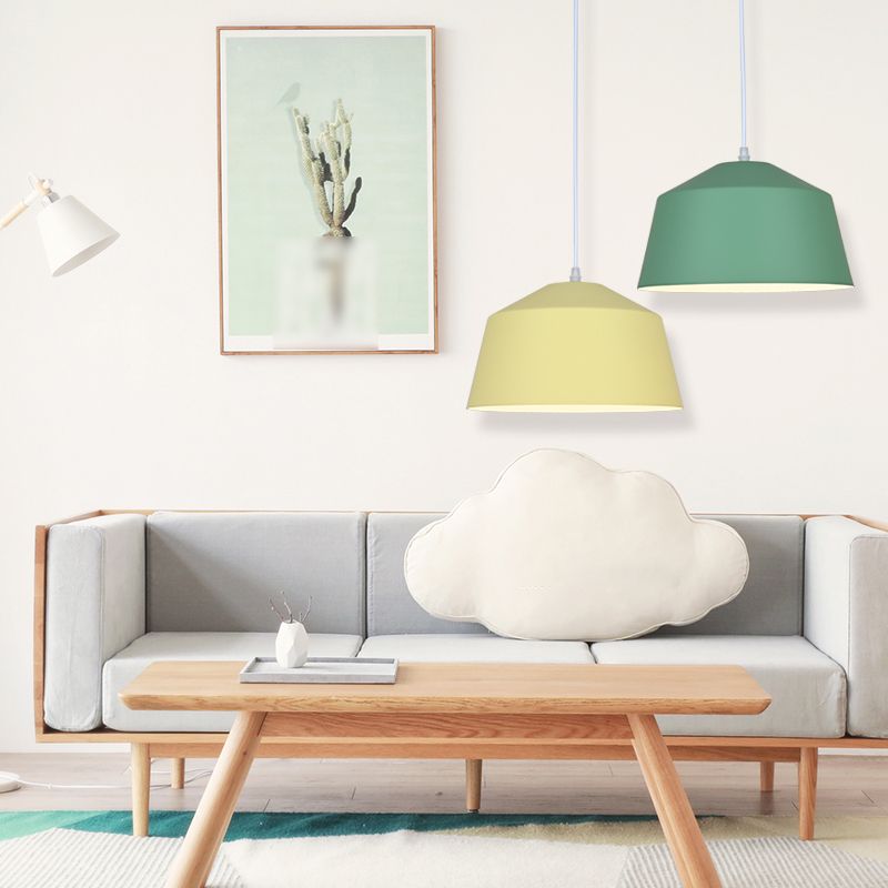 Bowl Shape Hanging Lighting Modern Macaron Style Metal 1 Pendre clair pour l'hôtel