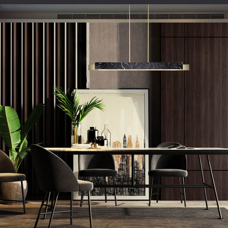 Estilo moderno lineal colgante colgante de mármol 1 lámpara de luz de luz