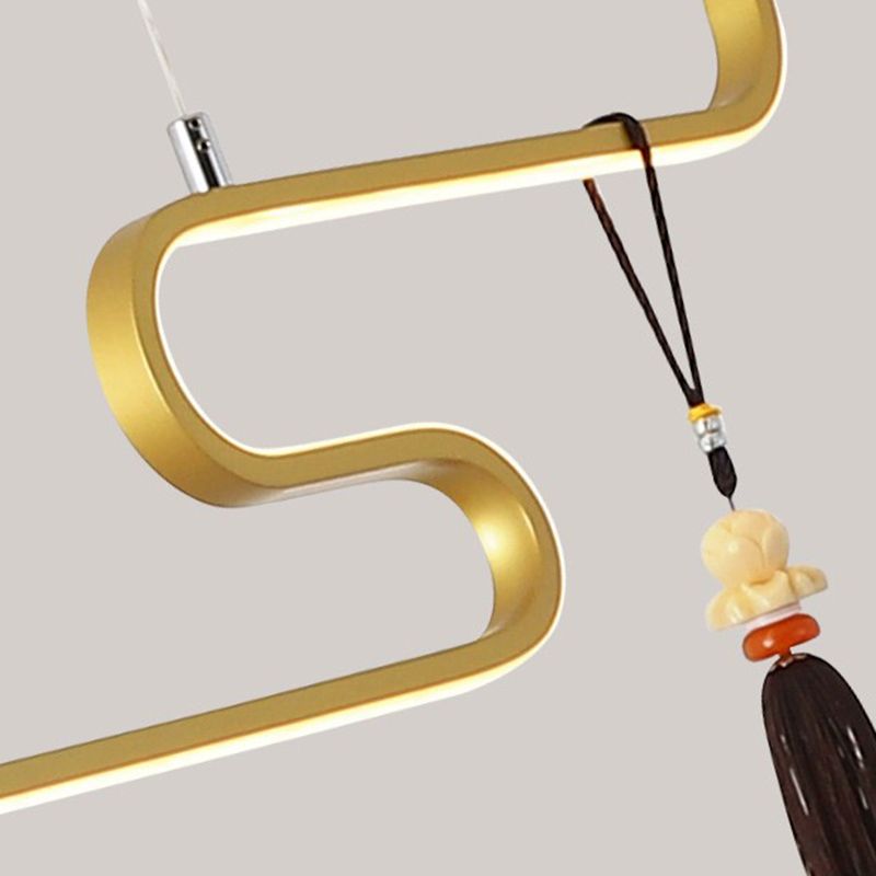 Contemporary Kitchen Pendant Lights Linear Island Chandelier Lights Metal 2 Light