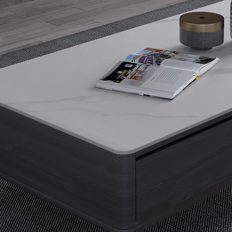 Rectangle Slate Cocktail Table 4 Legs Coffee Table with Drawer