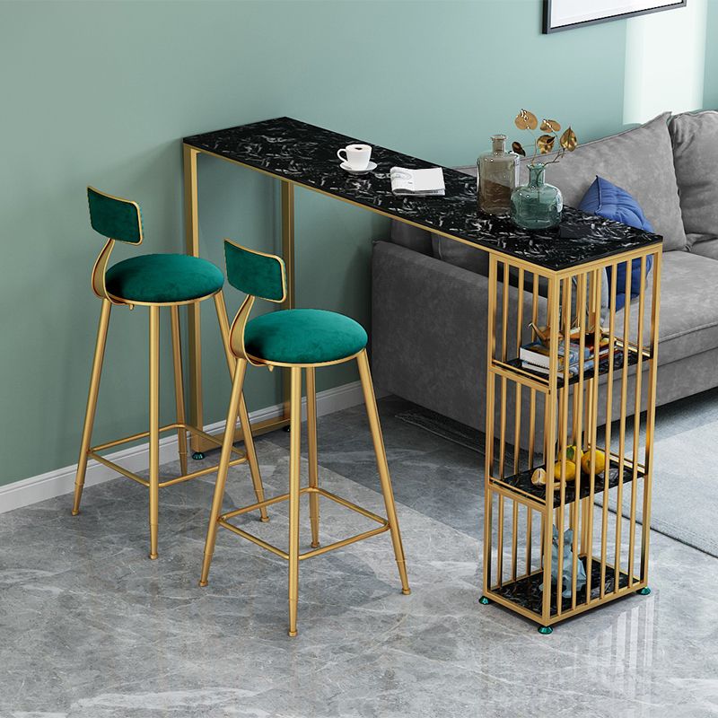 Glam Faux Marble Bar Dining Table Rectangle Bar Table for Dining Room