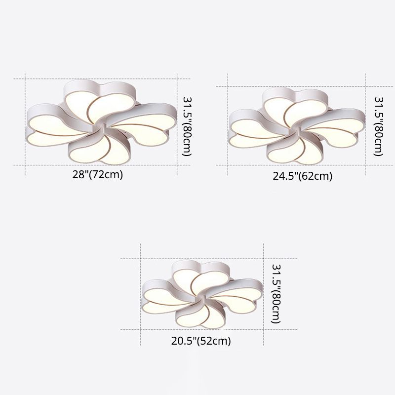 White Floral Flushmount Ceiling Lamp Modern Style Metal LED Flush Mount Lighting for Bedroom