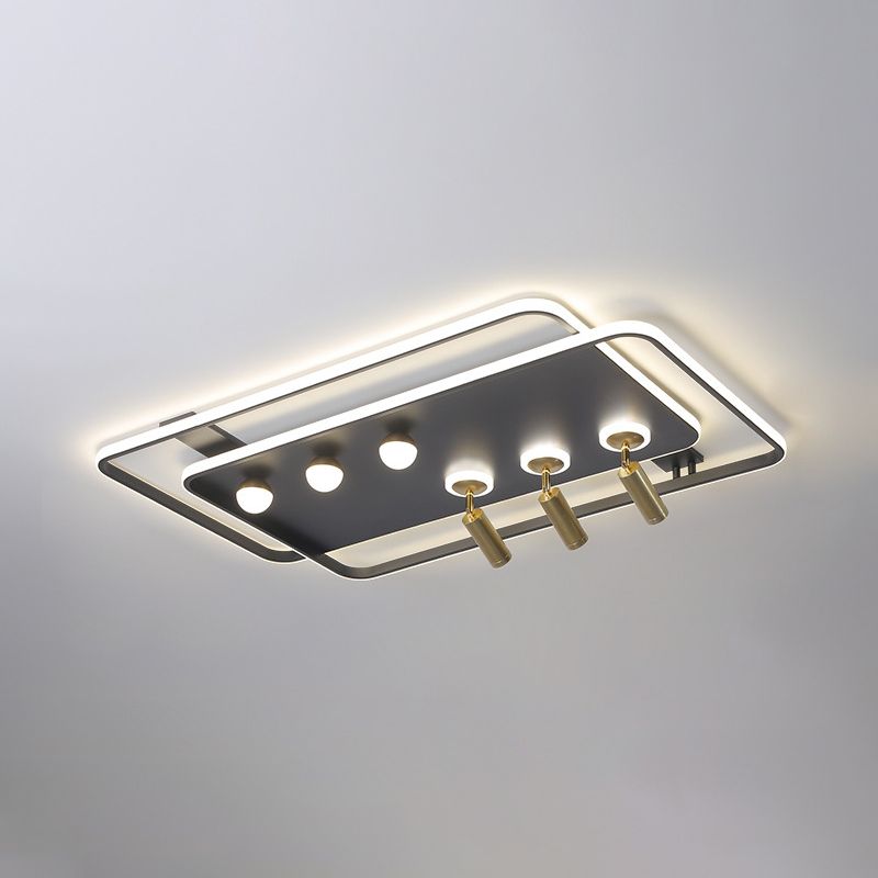 Living Room Semi Flush Ceiling Spotlight Metal Frame LED Track Light Fixture