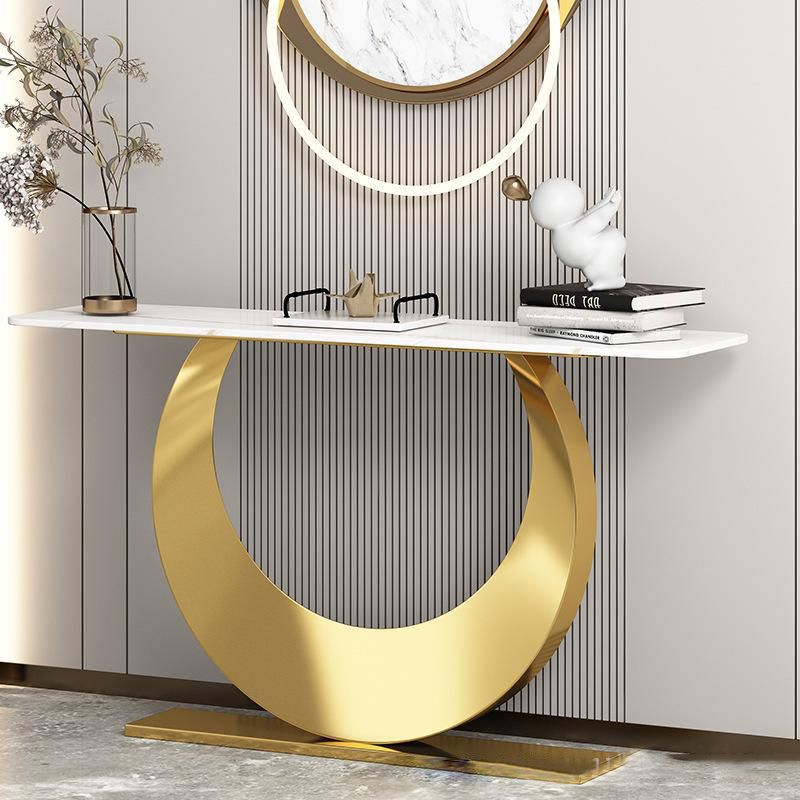 Contemporary Console Accent Table Rectangle Console Table in Stone
