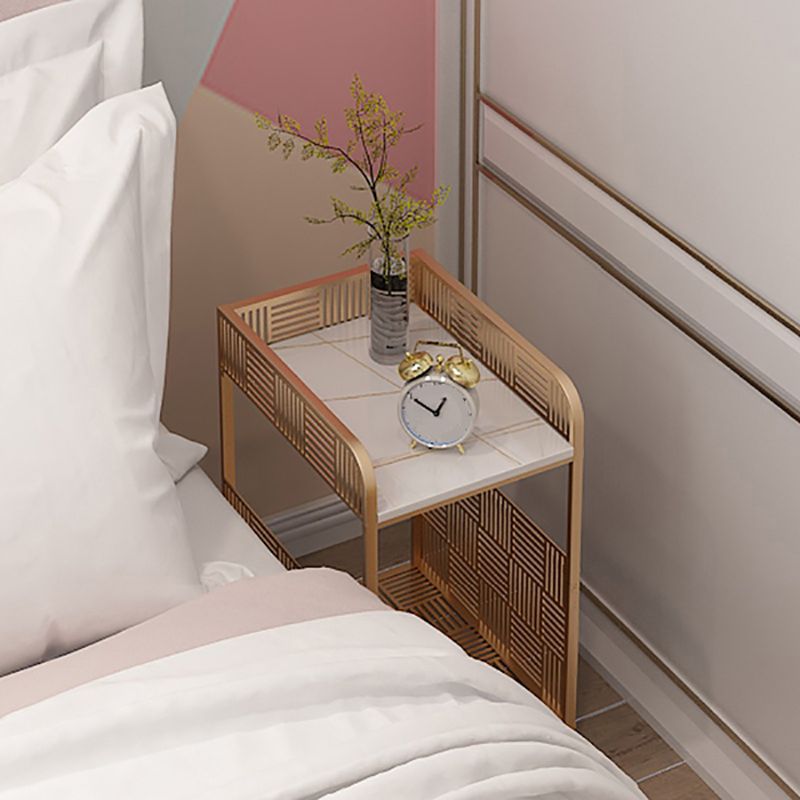 White/Transparent/black Top Metal Iron Gold/black Foot Nightstand