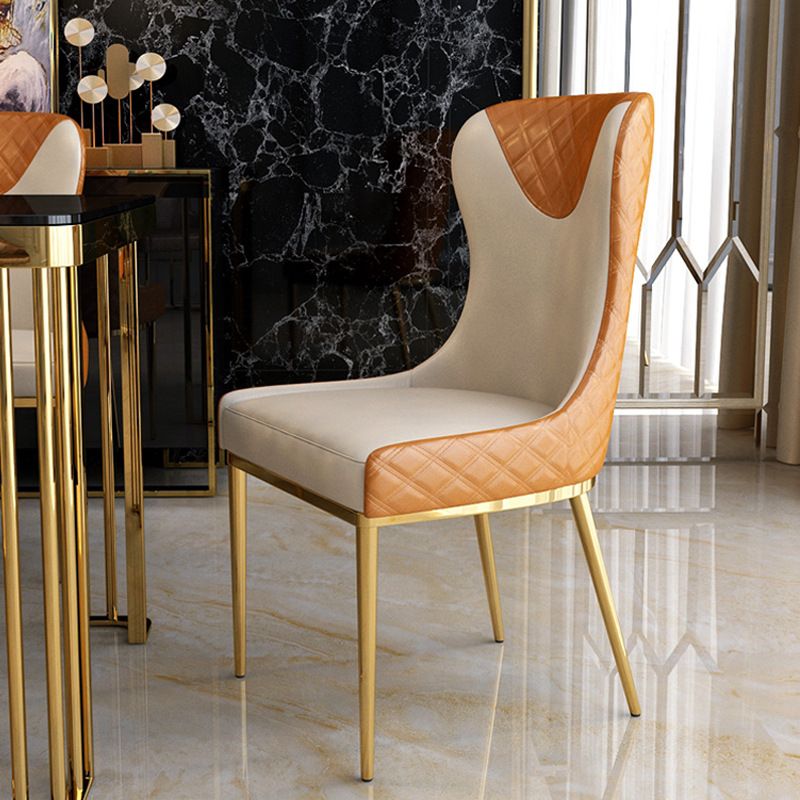 Glam Indoor Dining Chair Wingback Dining Room Chair with Metal Legs