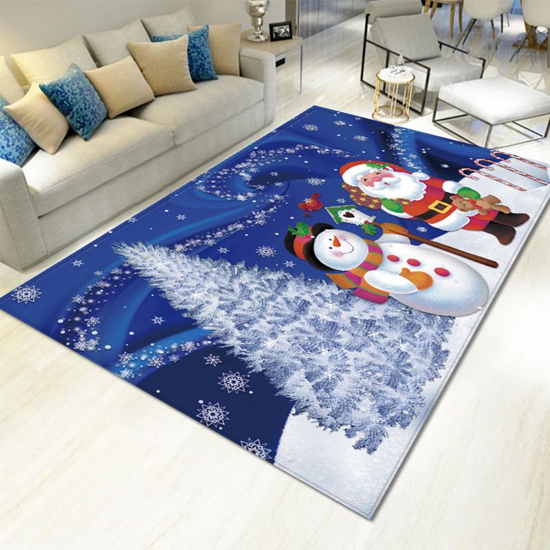 Creative Snowmen Carpet Polyester Area Rug Non-Slip Backing Indoor Carpet for Home Decoration