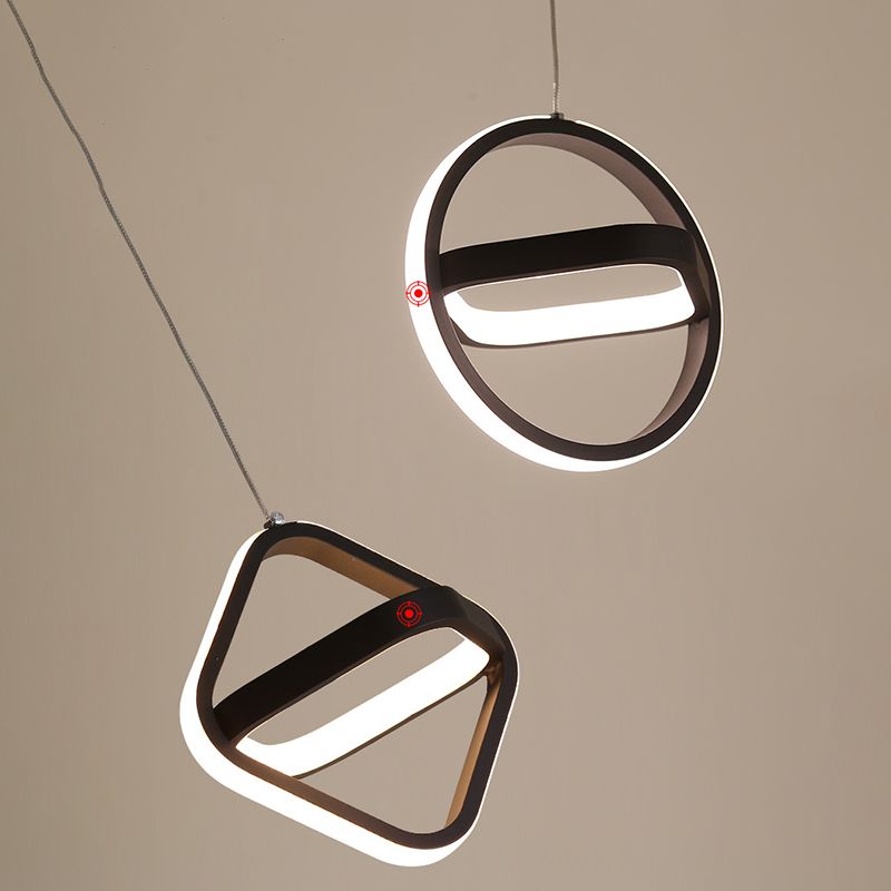 Geometrical Shape LED Pendant Lamp Modern Minimalist Metal Hanging Lamp for Living Room