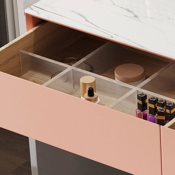 Marble /Acrylic Contemporary Makeup Vanity Set With 2 Drawer for Bedroom