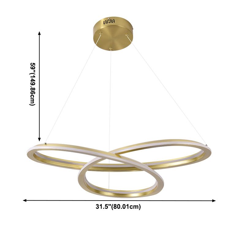 Lampadario in alluminio elettroplato a pendente lineare a LED di lusso moderno con tonalità in silicone