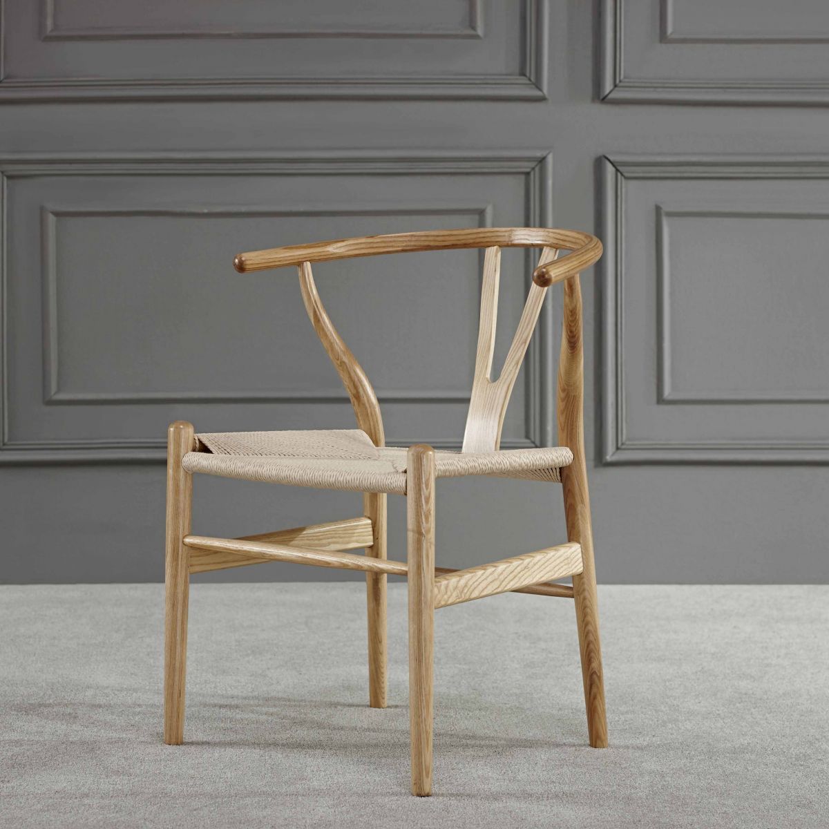 Contemporary Home Wood Arm Chair Natural Wishbone Dining Chair (Set of 2)