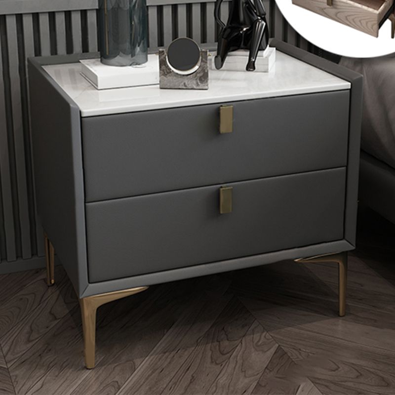 2 Drawer Solid Wood Modern Night Table Drawer Storage Bed Nightstand