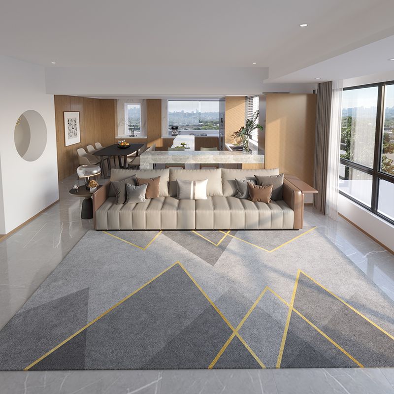 Prachtig polyester tapijt modern grijs tapijt woonkamer vloerkleed met niet-slipachter