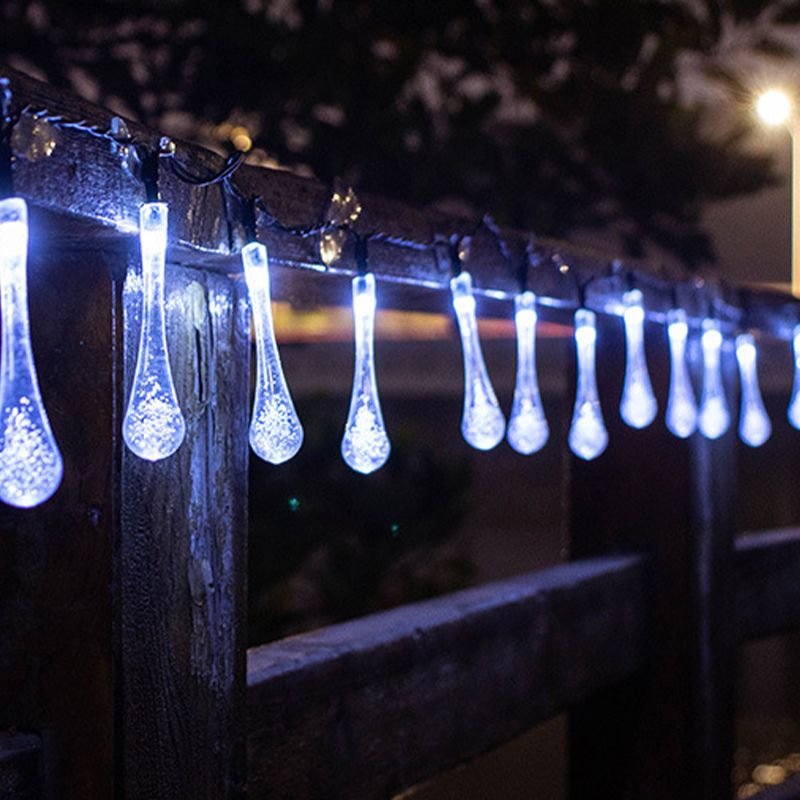 Solar Power LED Decorative Lamp in Modern Creative Style Plastic Teardrop String Lights
