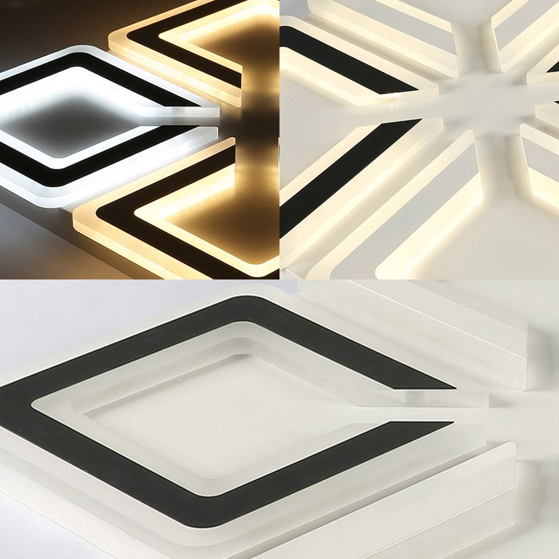 Diamond Pattern Flushmount Light Modern Acrylic LED Living Room Flush Mount Lamp in Warm/White/Second Gear