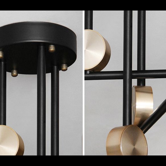 Lampada di sospensione di sputnik postmoderna Acrilico lampadario del soggiorno a 6 luci con tonalità acrilica rotonda in oro