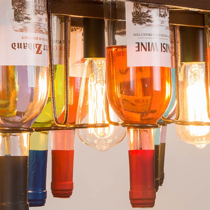 Wine Bottle Glass Chandelier Pendant Light Industrial Bar Chandelier Lighting