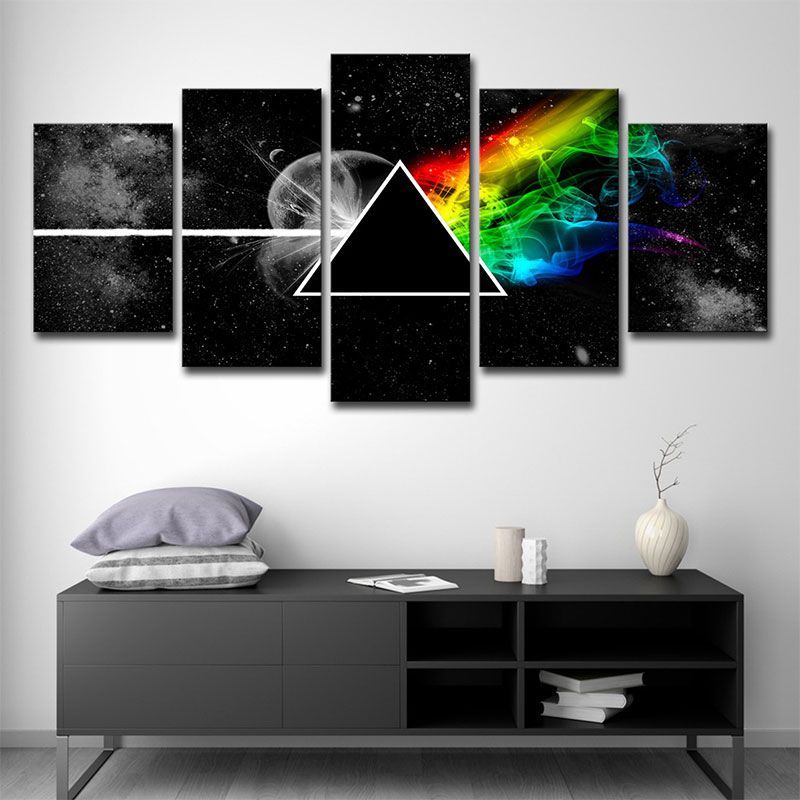 Black Outer Space Painting Multi-Piece Image Children's Art Kids Bedroom Wall Decor