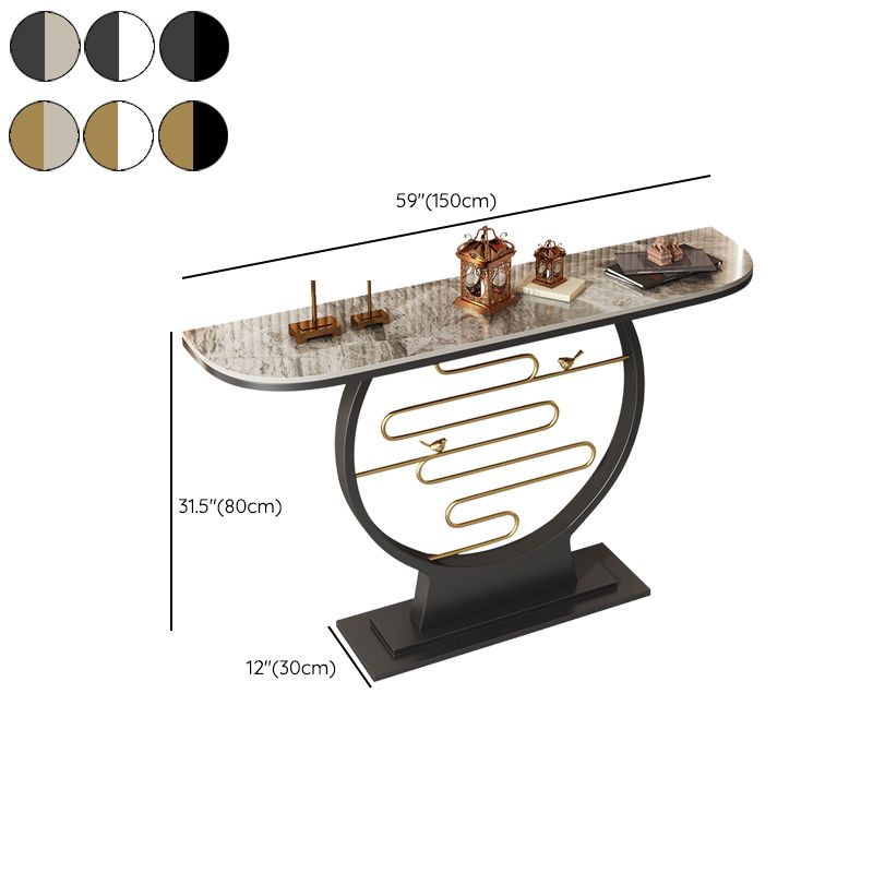 Half Moon Shape Contemporary Console Table White Stone Console Sofa Table