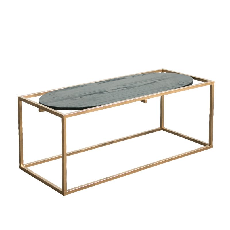 Solid Wood Rectangular Coffee Table Contemporary 1 Single Iron Frame Cocktail Table