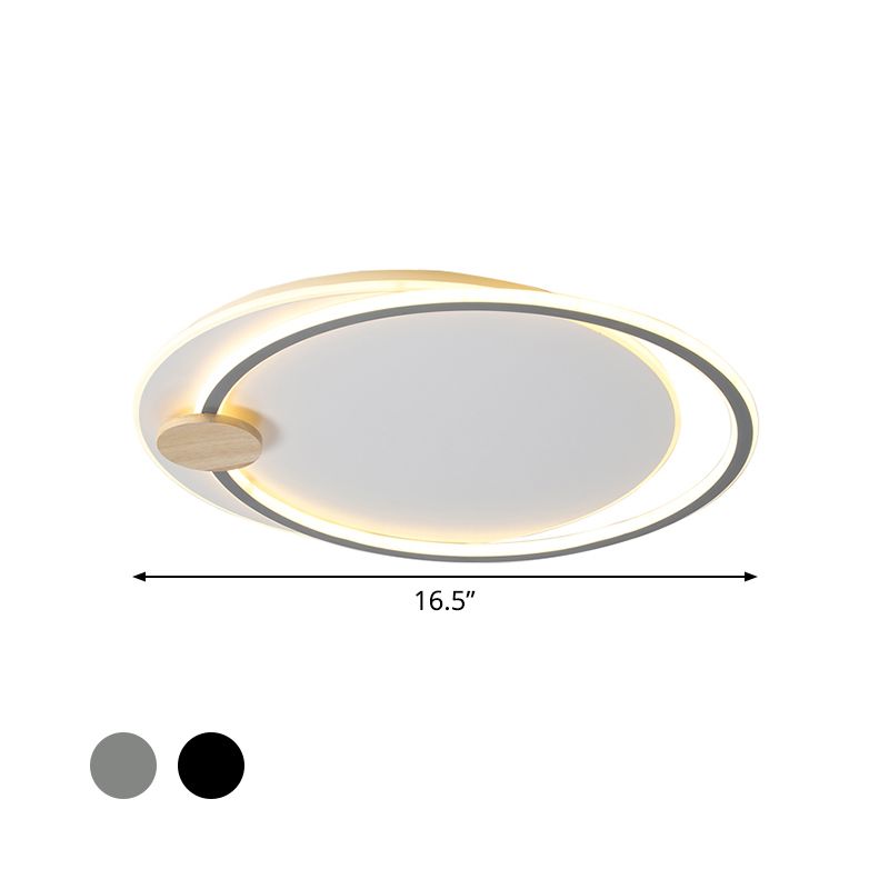 Black/Grey Dual Circle Ceiling Fixture Minimalist Acrylic 16.5"/20.5" Wide LED Flush Mount Recessed Lighting in Warm/White Light