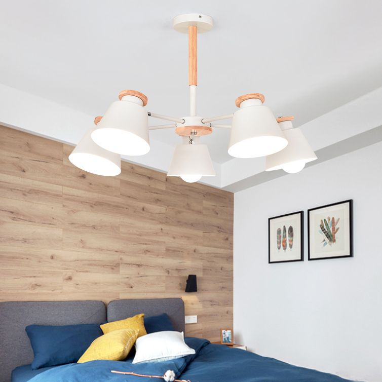 Accesorios de iluminación de lámparas de madera modernos Luz de suspensión de beige múltiple para sala de estar