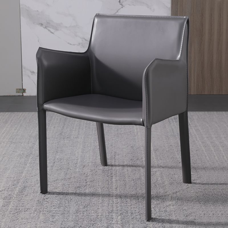 Metal Modern Home Side Chair with Leather Legs Matte Finish Dining Chair for Kitchen