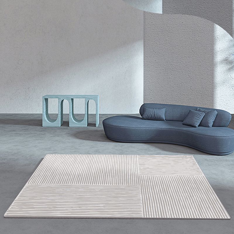 Hellgrau unregelmäßiger gestreiften Teppich Polyester Moderner Teppich Waschbar Teppich für Wohnzimmer