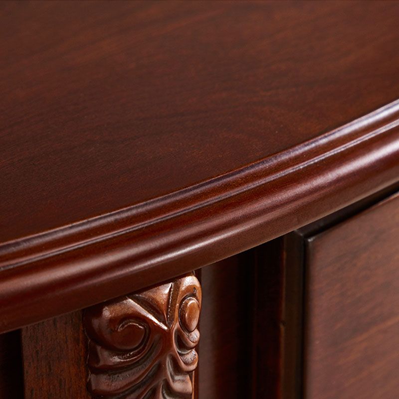 Rubbered Wood Console Table Mid-Century Modern Half Moon Accent Table for Hall