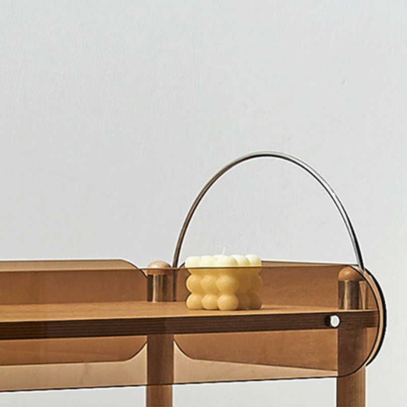 Wooden Side Table Tray Top Side End Table with Wheels in Brone