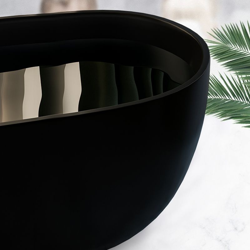 Acrylic-Fiberglass Oval Bathtub Contemporary Soaking Bathtub with Drain and Overflow Trim