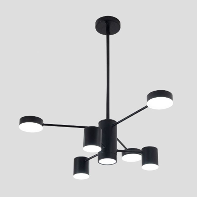 Luces de lámpara de metal de sombra de cilindro accesorios de iluminación de araña modernos en negro