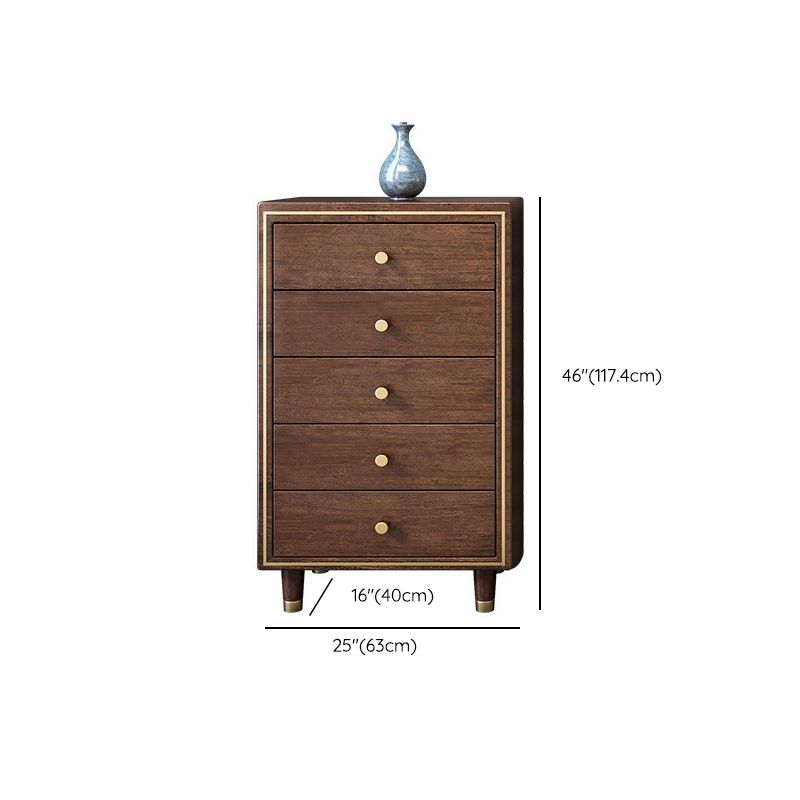 Glam Solid Wood Storage Chest Bedroom Chest in Brown with Drawers