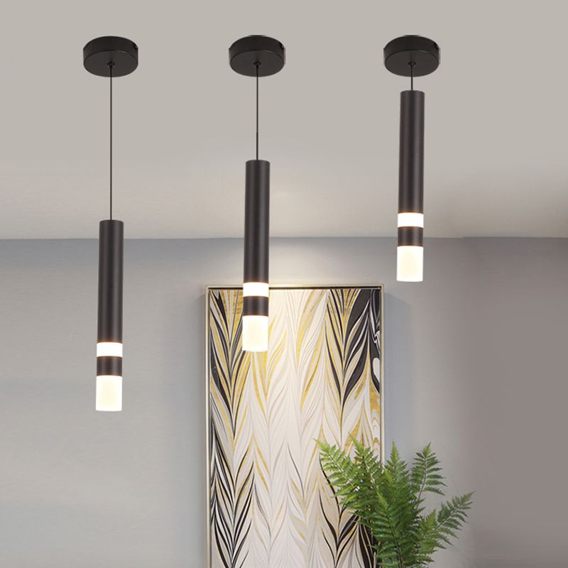 1-Light Line Hanging Pendant Modern Style Metal Hanging Lighting for Living Room