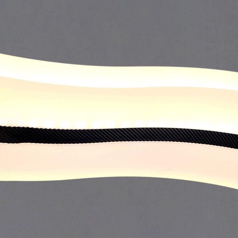 Dinning Room Island Pendant Light Simple White Over Island Lighting with Wave Metal Shade