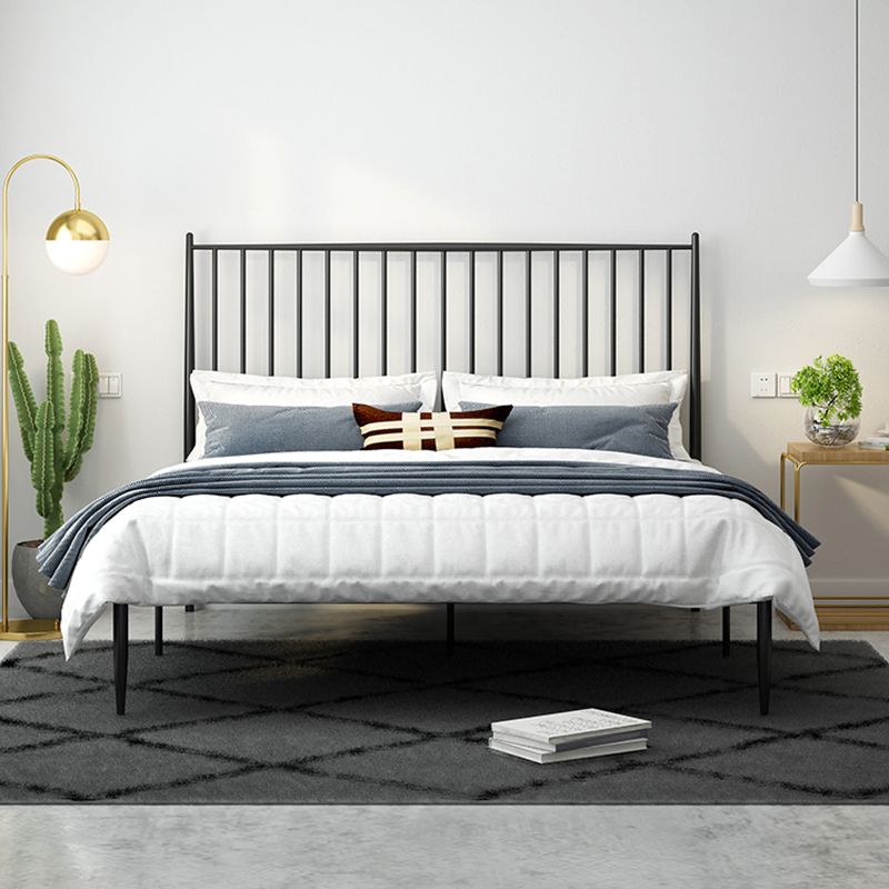 Modern Style Metal Slat Standard Bed with Rectangular Headboard