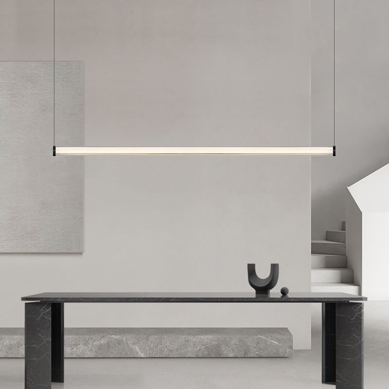 Contemporary Kitchen Island Fixture Glass Cylinder LED Pendant Ceiling in Clear