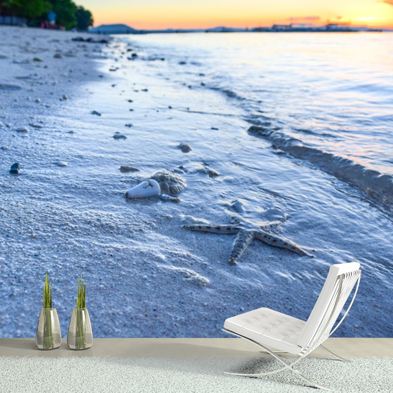 Blue Sea Wall Mural Moisture Resistant Wall Decoration for Bedroom Living Room