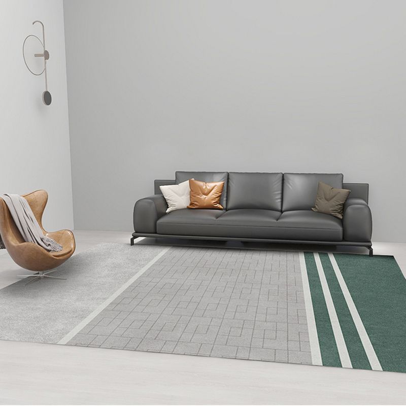 Grey Modern Rug Polyester Line Rug Tear Resistant Rug for Living Room